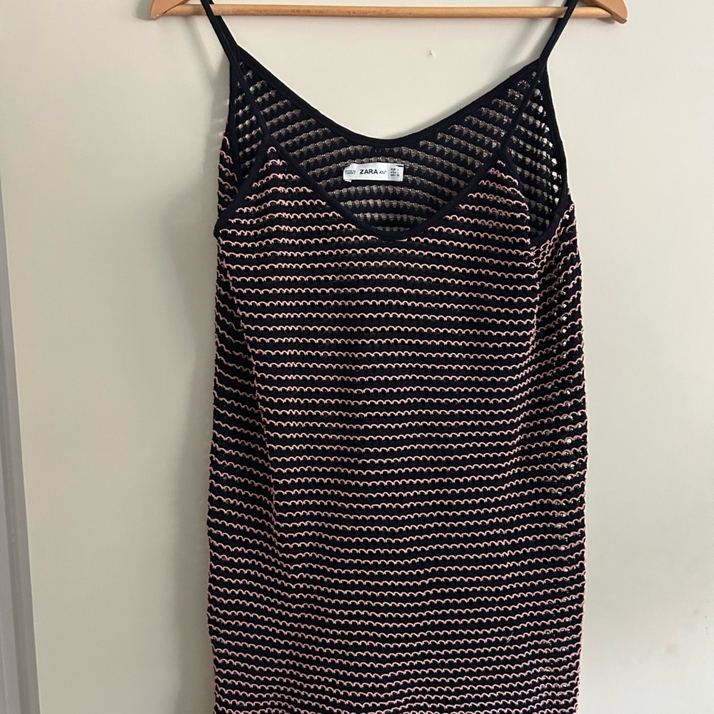Zara Knit Black and Pink Top